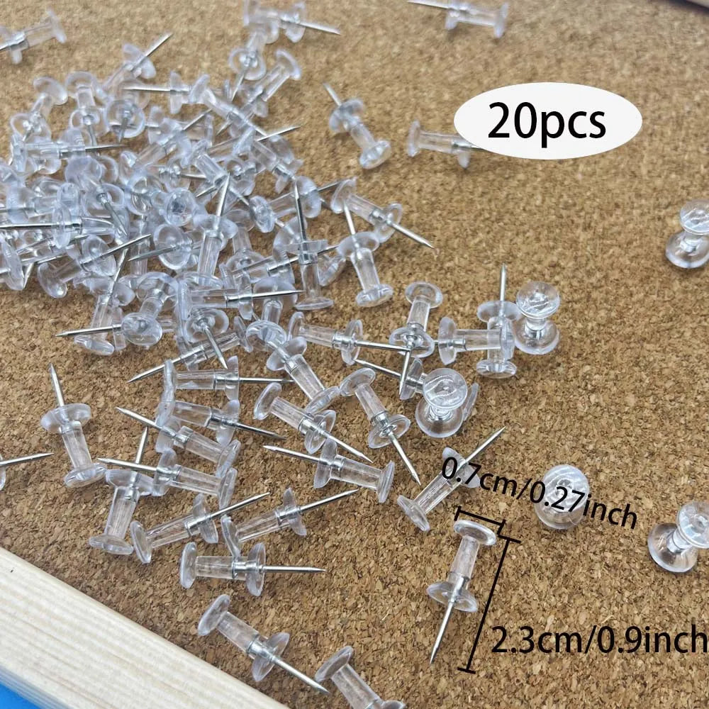 20/50/100pcs Push Pins Transparent Thumb Tacks With Plastic Box Home Office School Craft Projects Cork Board Photo Wall Bulleti Zpaxo 20pcs