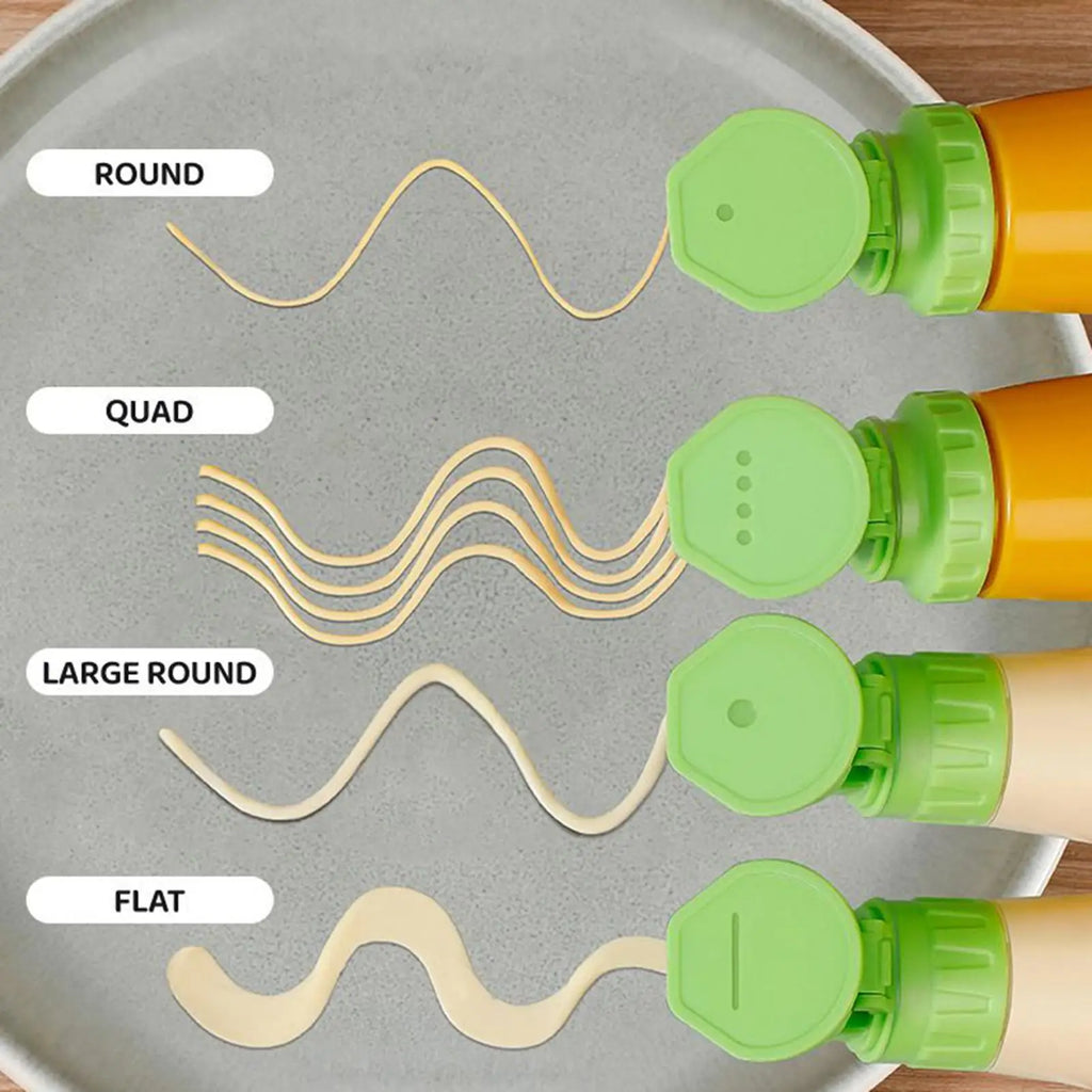 4-Pack Squeeze Bottle Caps – Sauce & Condiment Dispenser Lids Bottle Caps Set Zpaxo