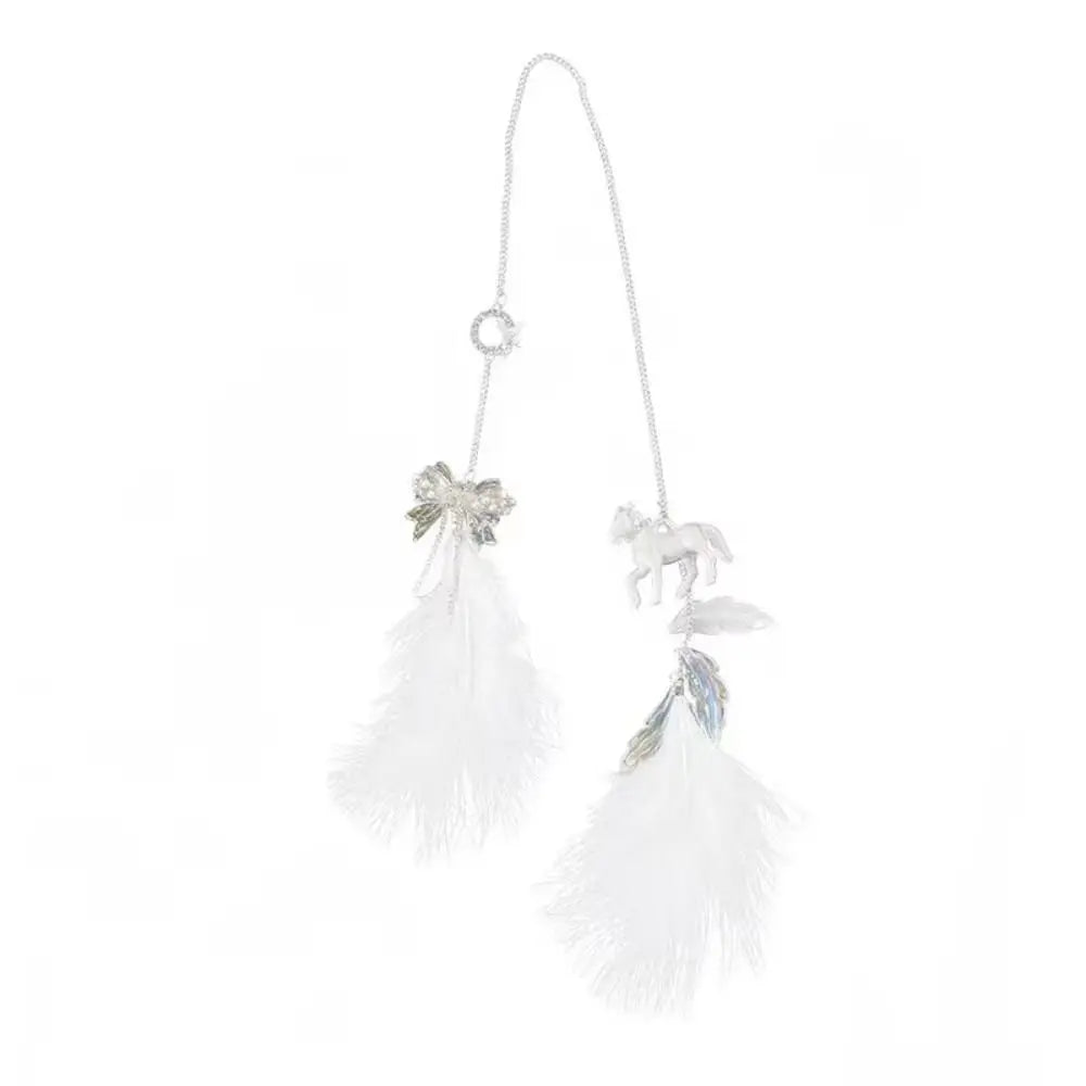 Soft Double Bow Feather Car Pendant Elegant Pony Feathers Pendants Zpaxo