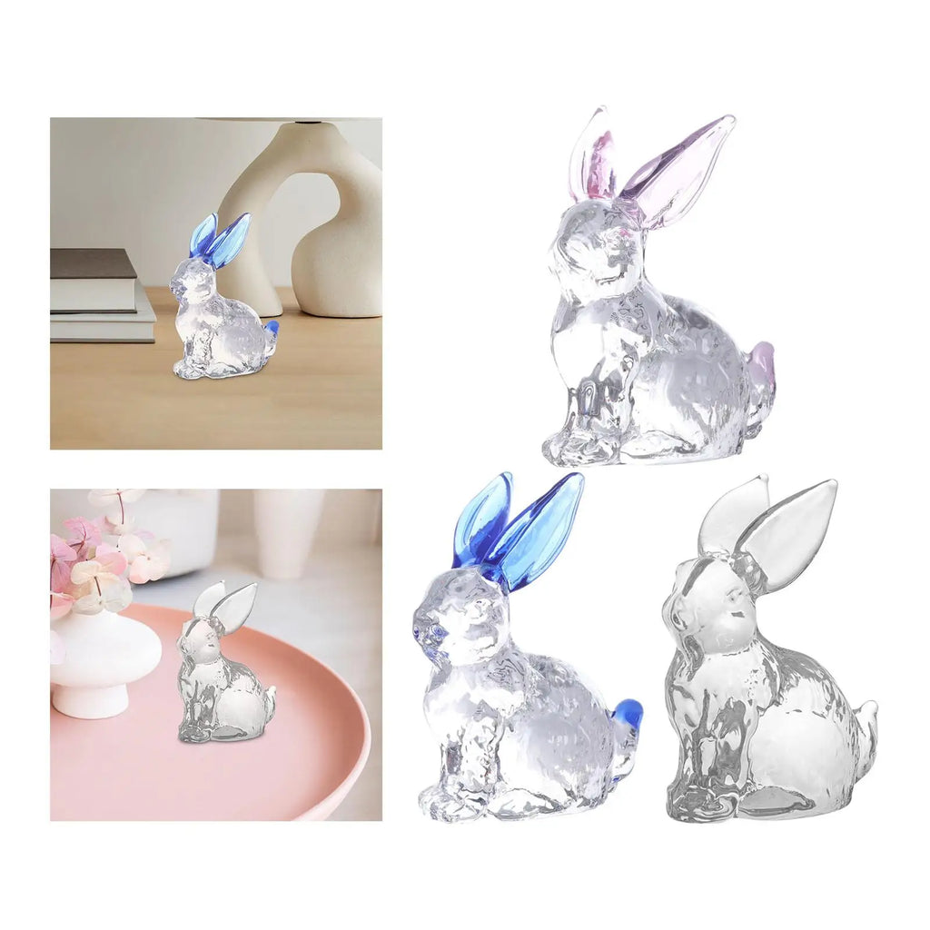 Easter Rabbit Figurine Animal Sculpture Bunny Statue Mini Decorative Figurine Tabletop Ornament for Bedroom Birthday Gift Zpaxo