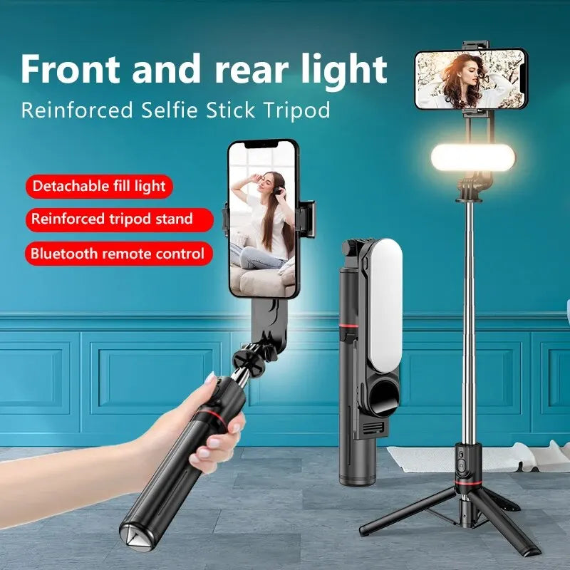 Selfie Stick Foldable Tripods With Bluetooth Remote Control 360° Rotation Adjustable LED Fill Light For Mobile Phone Video Live Zpaxo