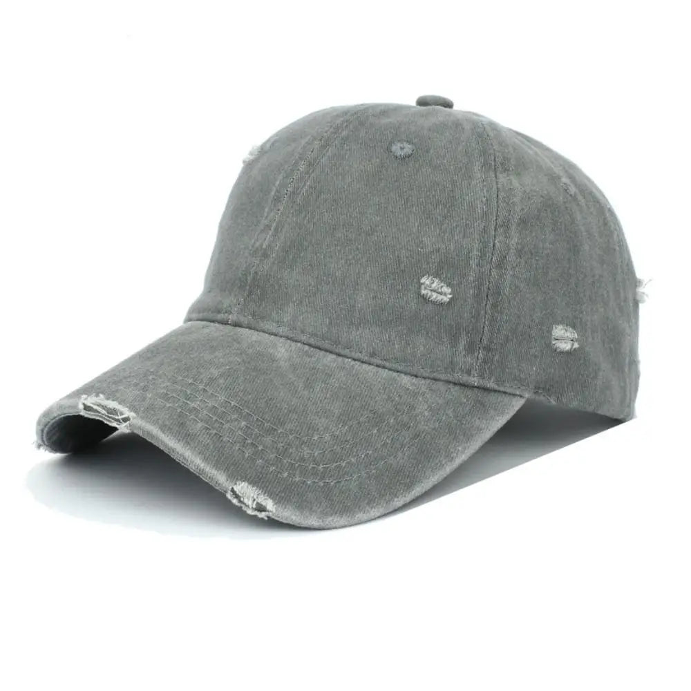 Ripped Brim Broken Hole Baseball Cap Visor Washed Cotton Baseball Hats Adjustable Casual Sunscreen Hats For Man Women Unisex Zpaxo