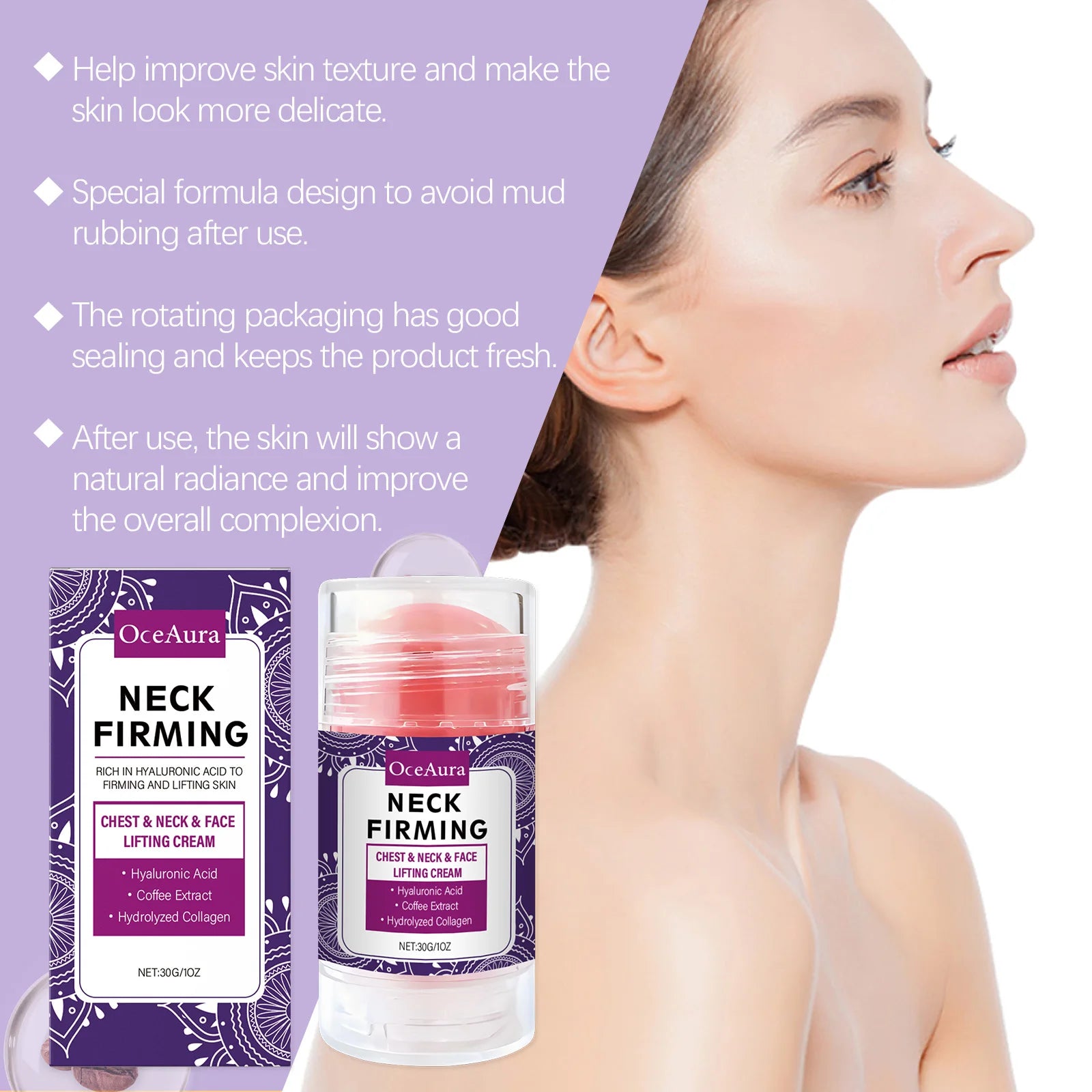 Firming Serum Stick, Moisturizing & Elasticity, Reduce Fine Lines, Lifting & Firming Massage for Neck, Convenient Essence Zpaxo