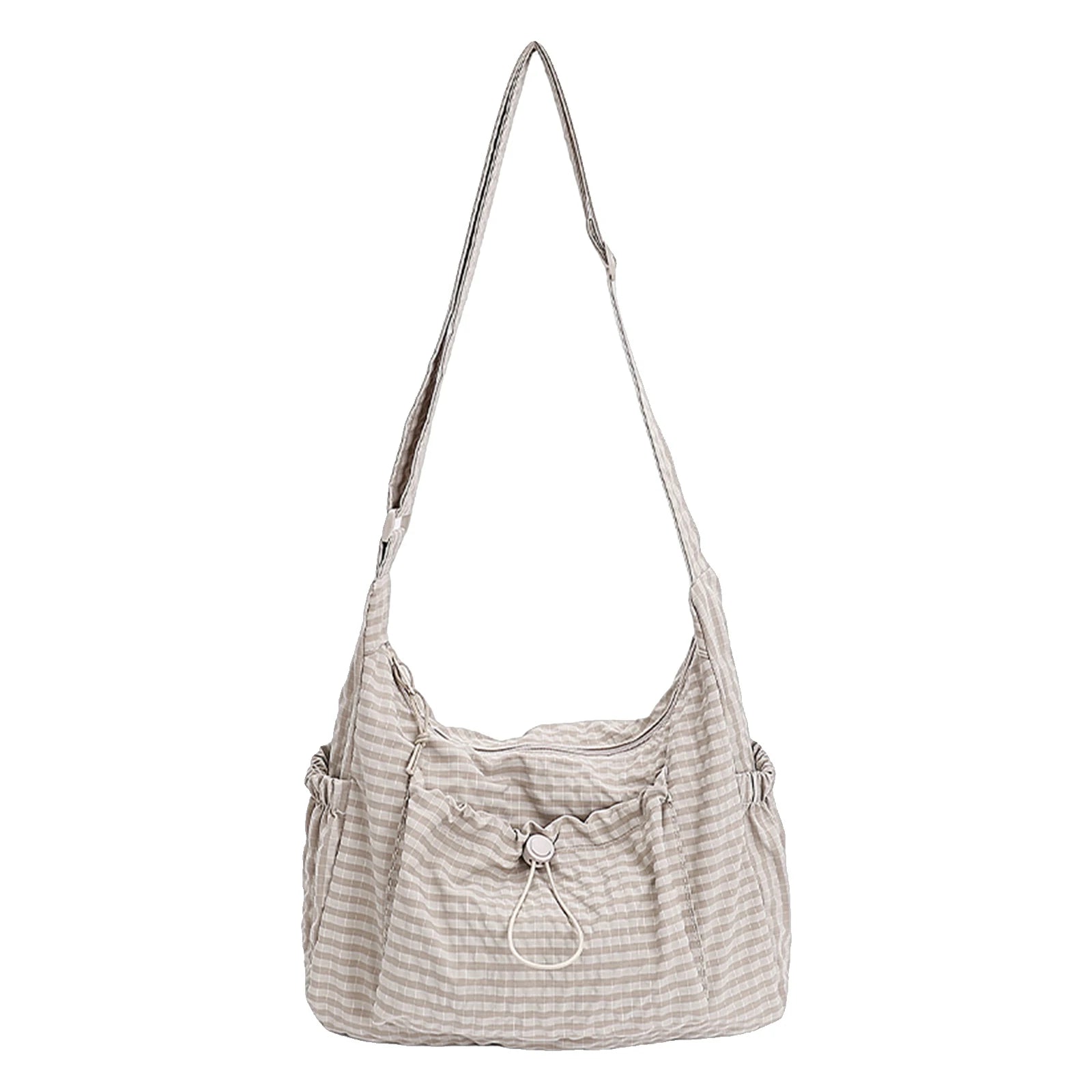 Women Pleated Cloud Shoulder Bag Nylon Stylish Plaid Tote Large Zpaxo