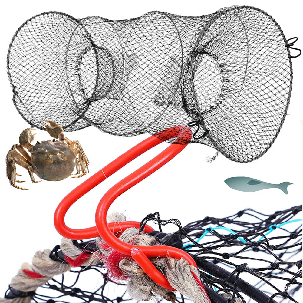 Folding Crab Trap Fishing Net Shrimp Fish Collapsible Casting