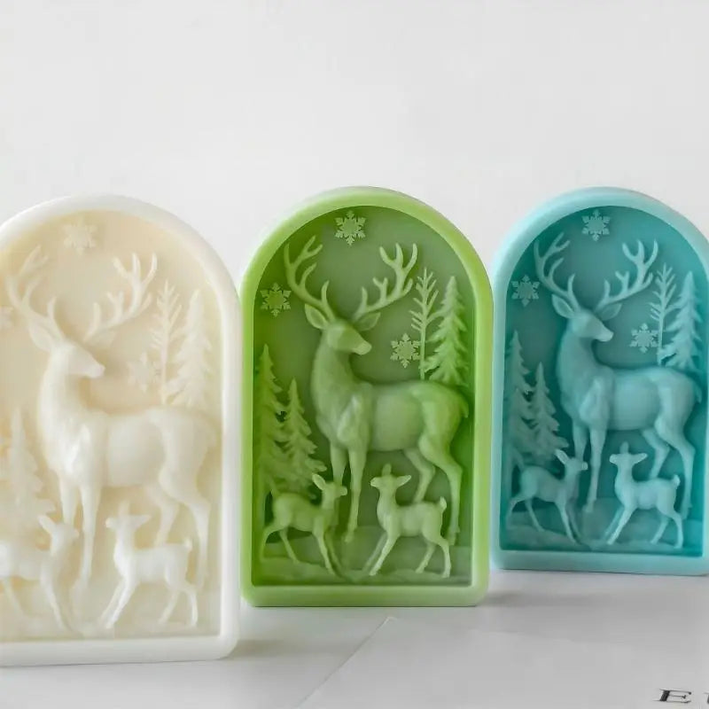 Reindeer Embossed Silicone Molds Handmade Soap Holiday Decoration