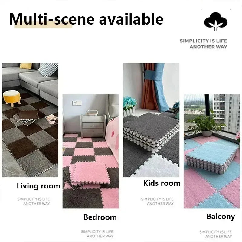 30 Plush Shaggy Interlocking Foam Carpet Tiles Kid Squares Protective