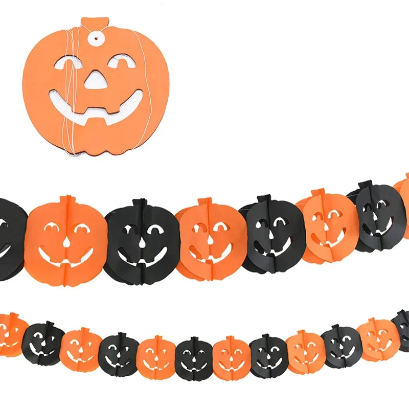 3M Halloween Pumpkin Banner Black Orange Bat Spider Garland Fireplace