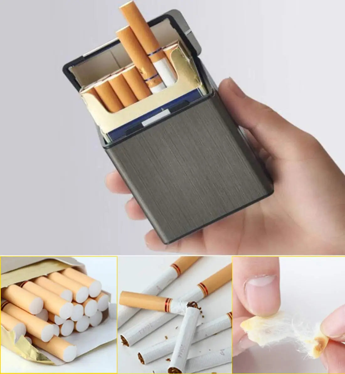 Portable Slim Aluminum Cigarette Case Regular King Size Plastic Cigar Tobacco Holder Box Storage Container Smoking Accessories Zpaxo