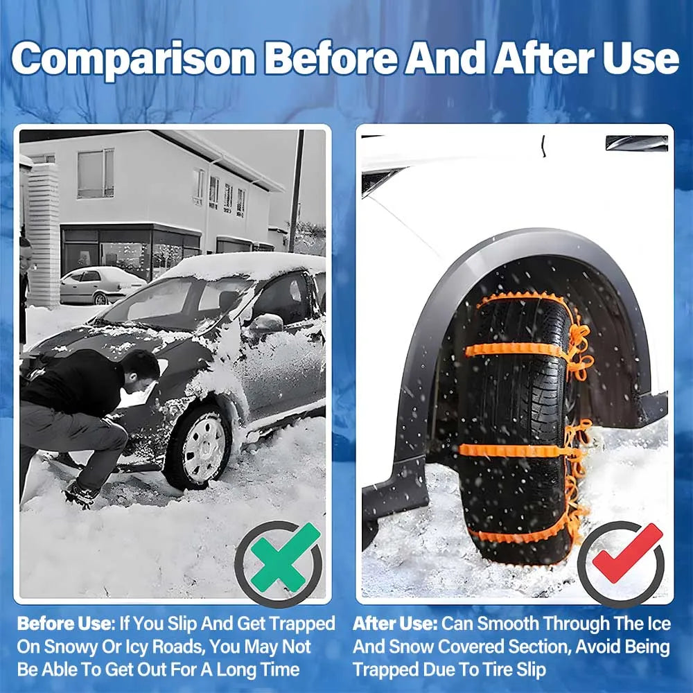 1- Complete Winter Vehicle Safety Universal Snow Chains Tow Rope