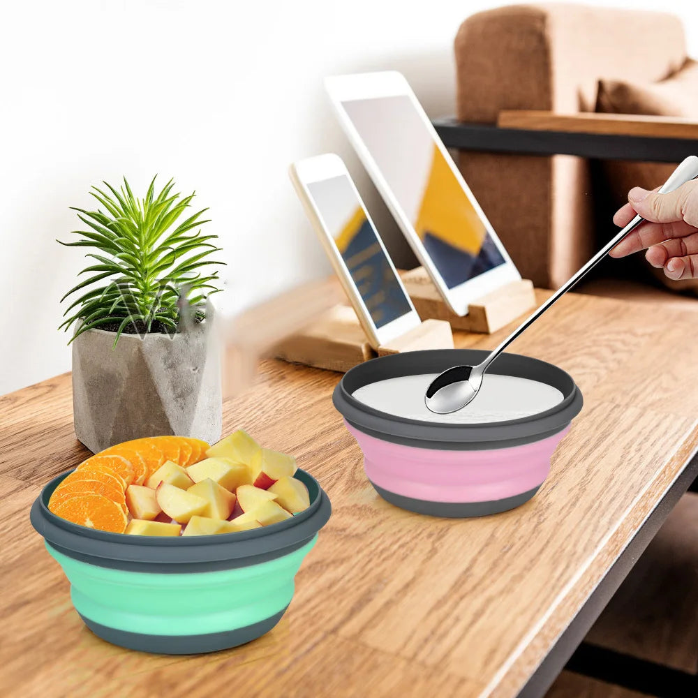 Silicone Folding Lunch Box Lid Portable Picnic Camping Bowl Kitchen
