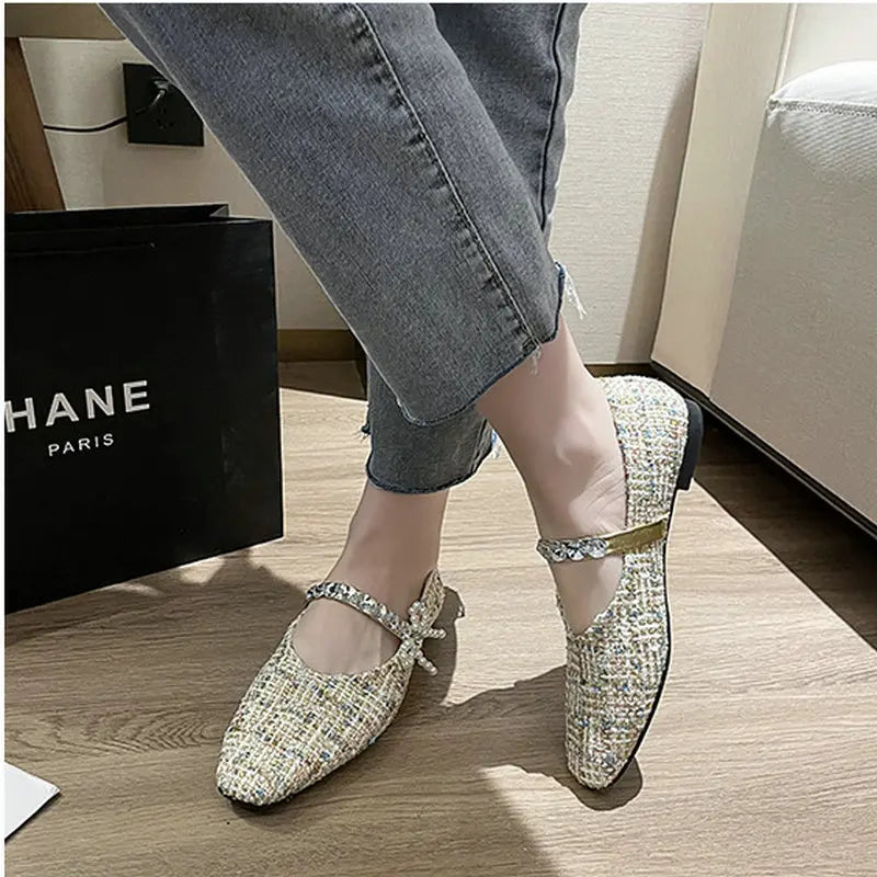 Flat Shoes for Women's Black Mary Jane Shoes Women's Shoes 2025 Spring Autumn New Style Thick Heel Square Toe Shallow loafers Zpaxo