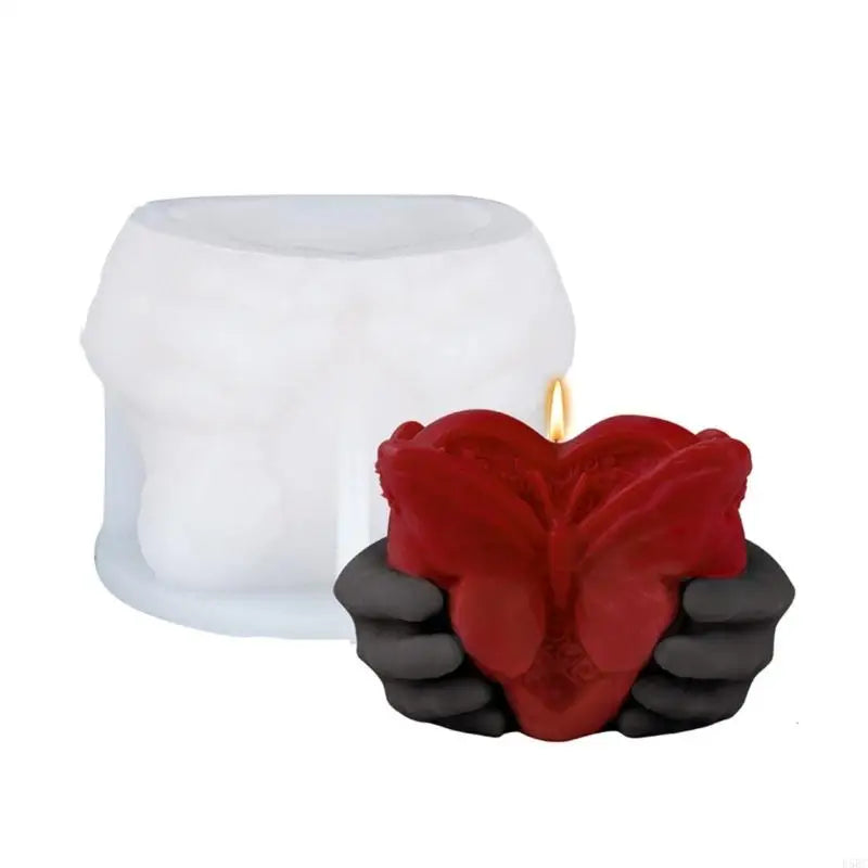 Heart Silicone Molds Epoxy Resin Soap Holding Hand Gypsum Decoration
