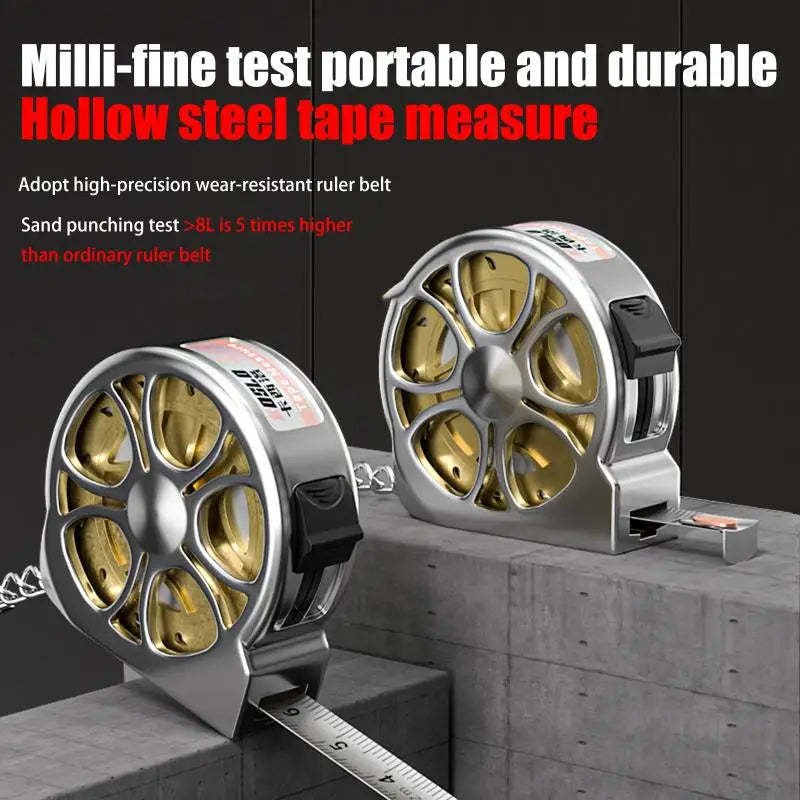 Mini Hollow Pocket Tape 2M Metric Tape Measure Stainless Steel Retractable Metric Ruler Portable Measure Home Measuring Tools Zpaxo