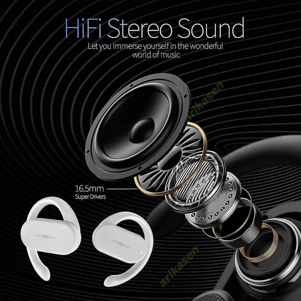 Wireless Headphones TWS Open Ear Rotatable Earhooks Bluetooth 5 3