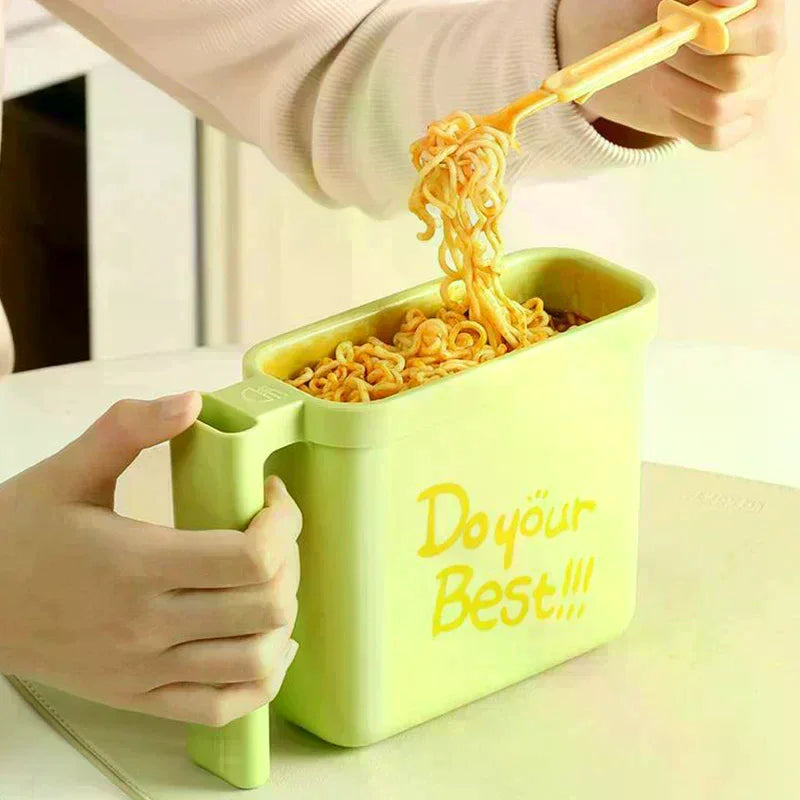For Dorms Camping School Office Home Instant Noodle Bowl With Multi-Functional Instant Noodle Fork With Handles Food Container Zpaxo