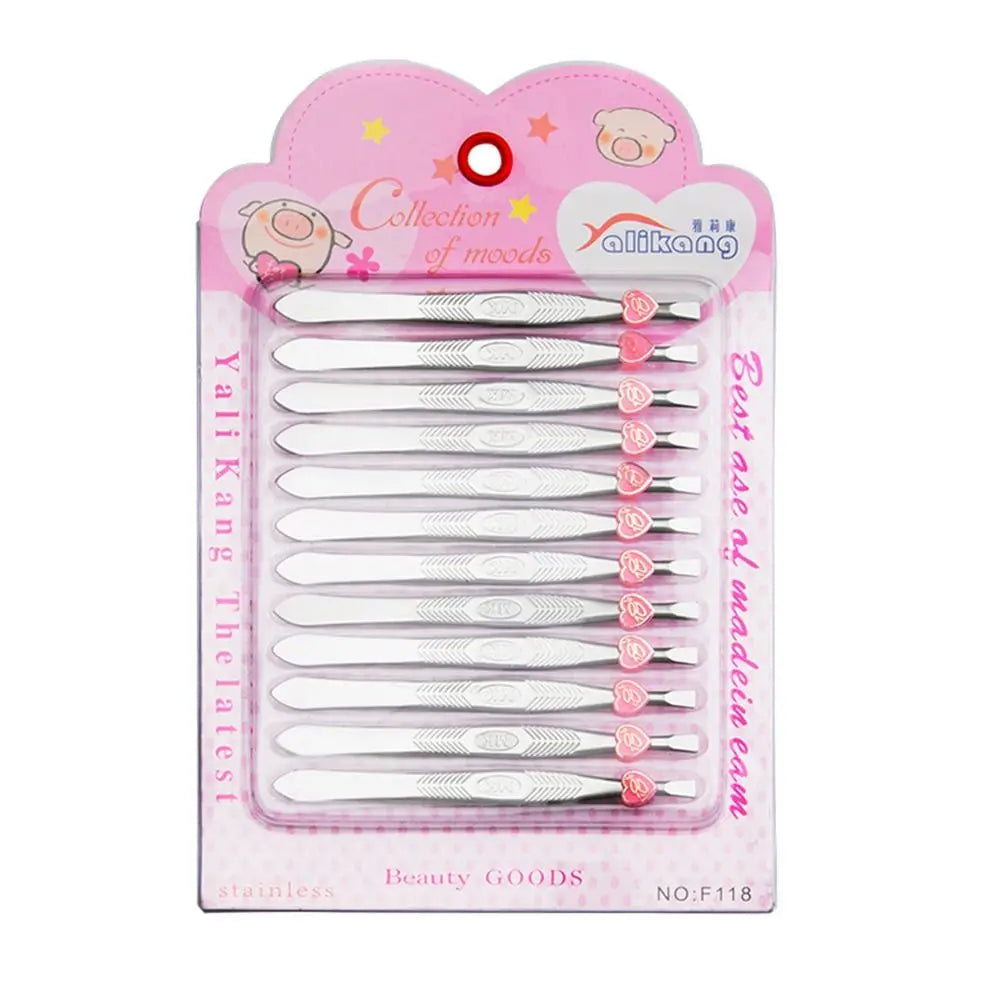 Stainless Steel Eyebrow Grooming Tweezers Straight Mouth Diagonal Zpaxo