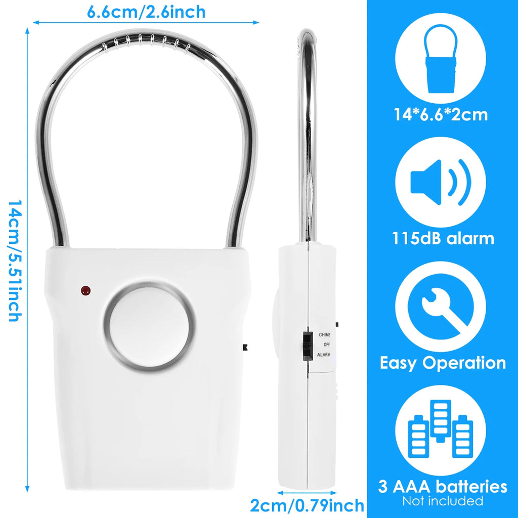 Smart Door Handle Alarm 110dB Door Security Alarm with Adjustable Settings Portable Window Alarm Ultra-Slim Detector for Travel Zpaxo