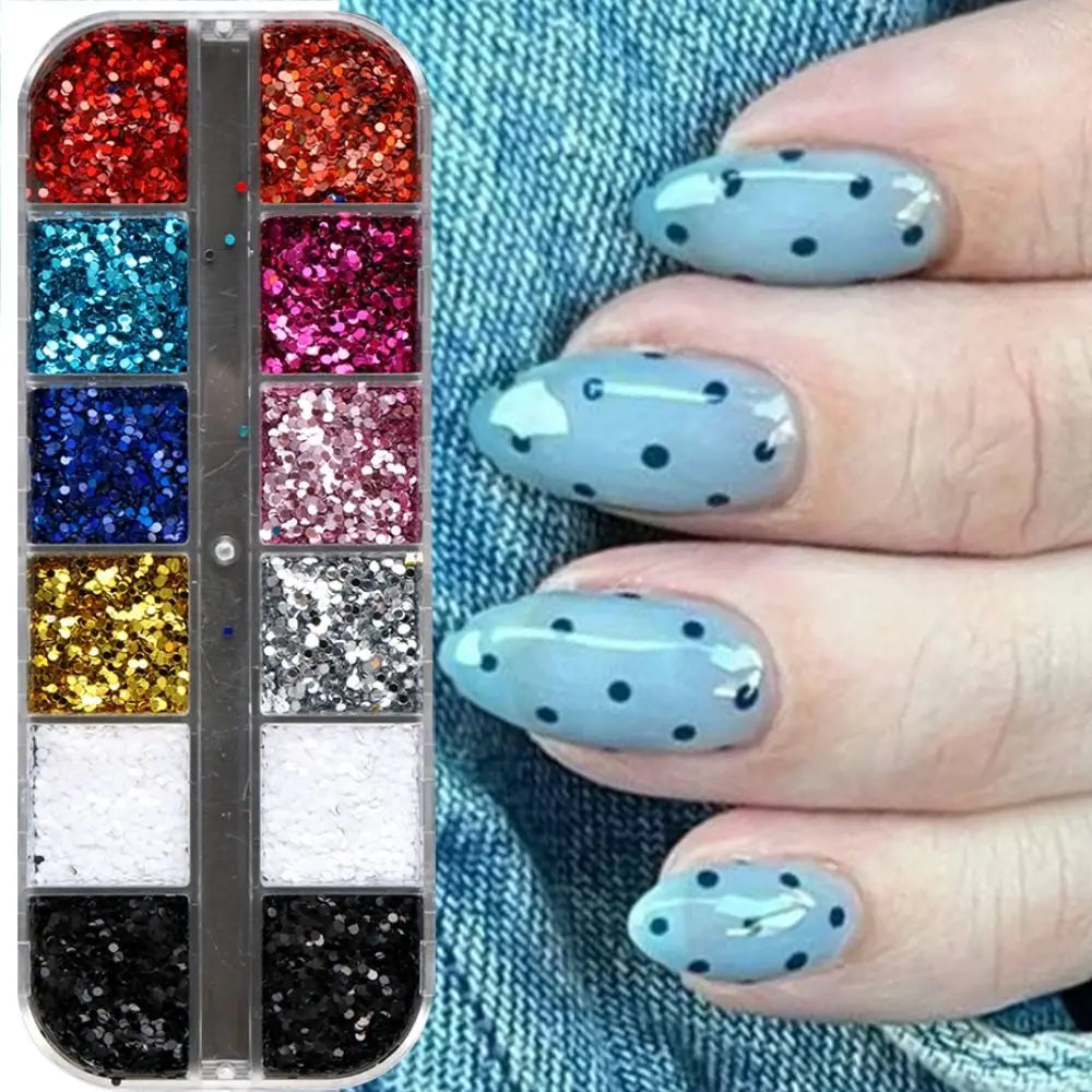 Y2K Cute Nail Sequins Kawaii Mini Flakes Black White Silver Golden Zpaxo