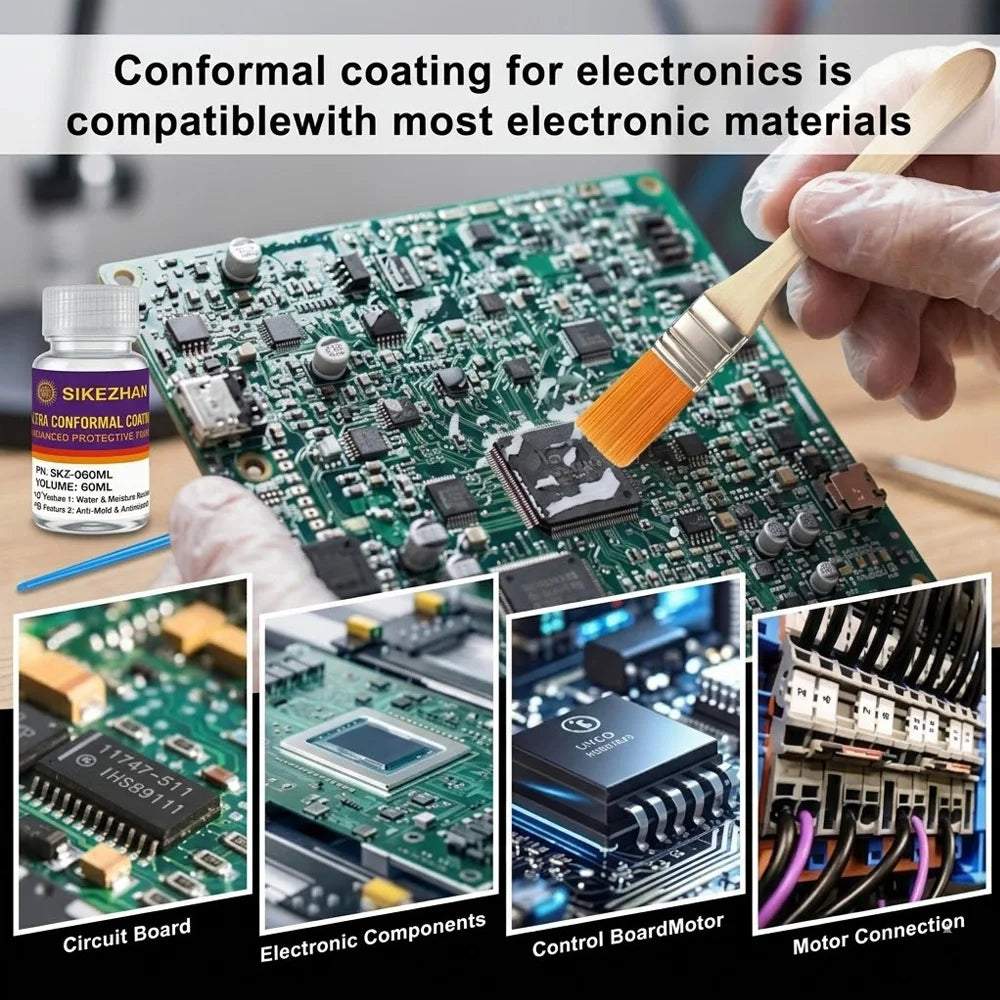 Ultra Conformal Coating 60ml, Professional Electronic Insulation Kit, Water Resistant Shield for PCB with Brush & Gloves Zpaxo