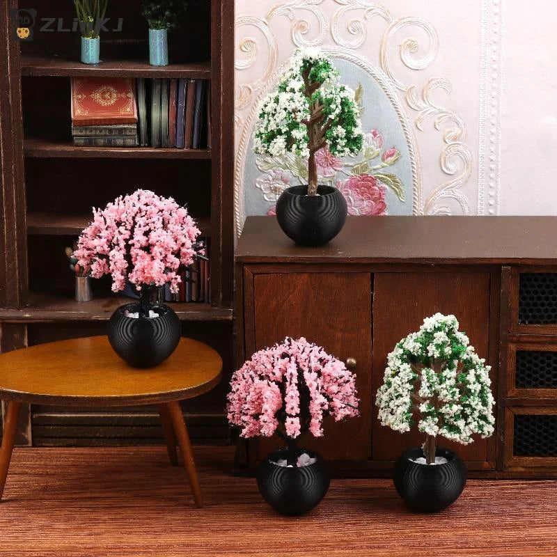 ▶2Pcs 1/12 Dollhouse Simulation Flower Pot Model Doll Home Miniature Potted Plants Garden Ornament Micro Scene Decor Zpaxo