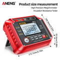 ANENG Digital Megohmmeter Meters Insulation Earth Resistance Meter Zpaxo MH12 red