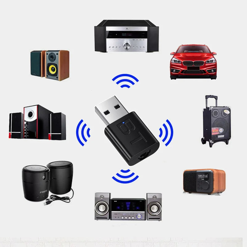 USB Bluetooth 5 0 Receiver Wireless Adapter AUX Jack Car Music Stereo