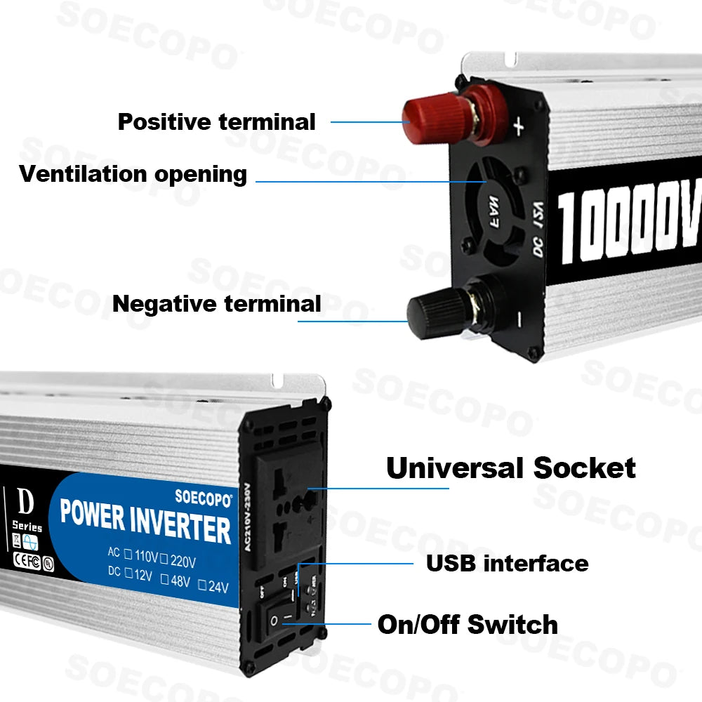 10000W/1100W Solar System DC12V to 220V Off-Grid Inverter System 100A Controller 500W Panel Inverter for Home RV Camping CE Zpaxo