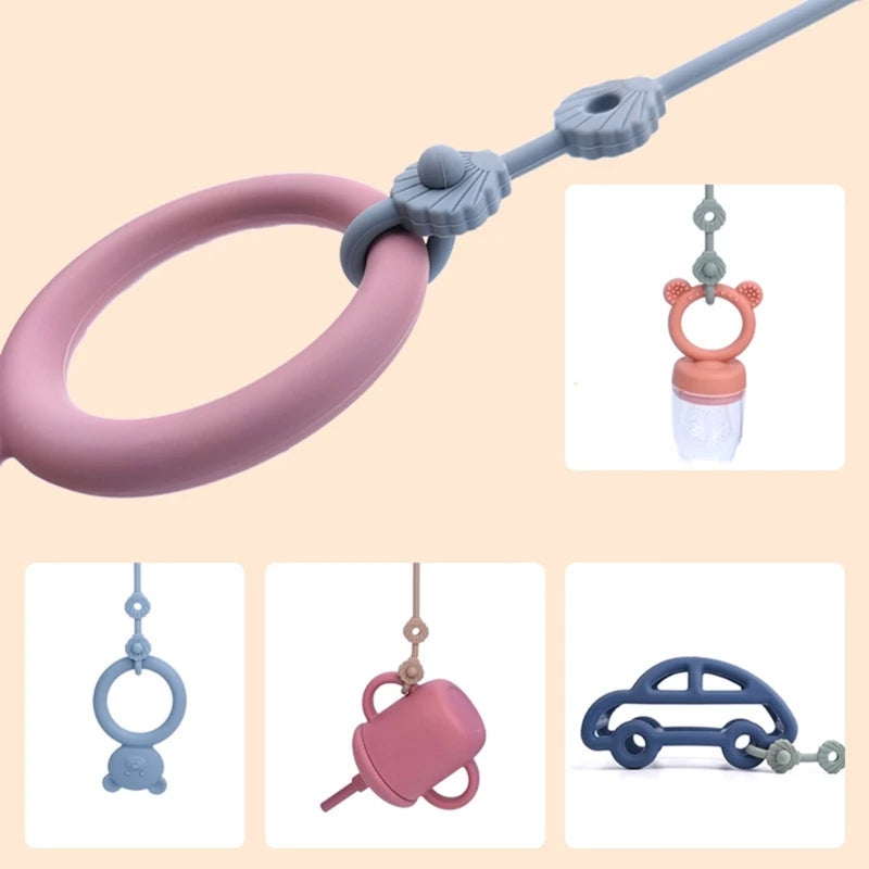 Baby Pacifier Chain with Silicone Holder Silicone Pacifier Clip Safety Straps Stroller & Highchair Accessories Durable X90C Zpaxo