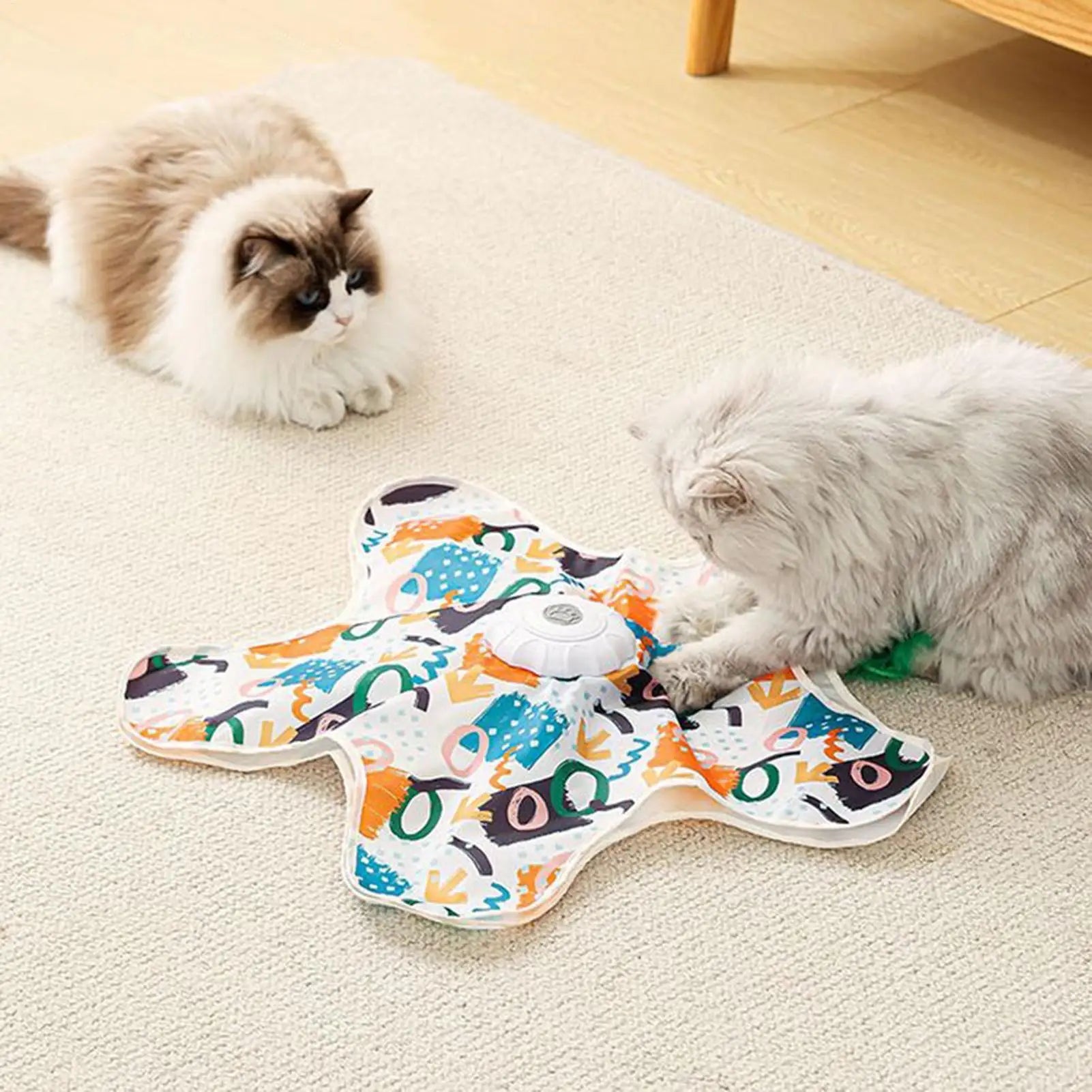 Cat Spin Mat 3 Modes Interactive Touch Activated Mat Star Shape Interactive Cat Toy for Kitten Play Home Indoor Bored Relief Zpaxo