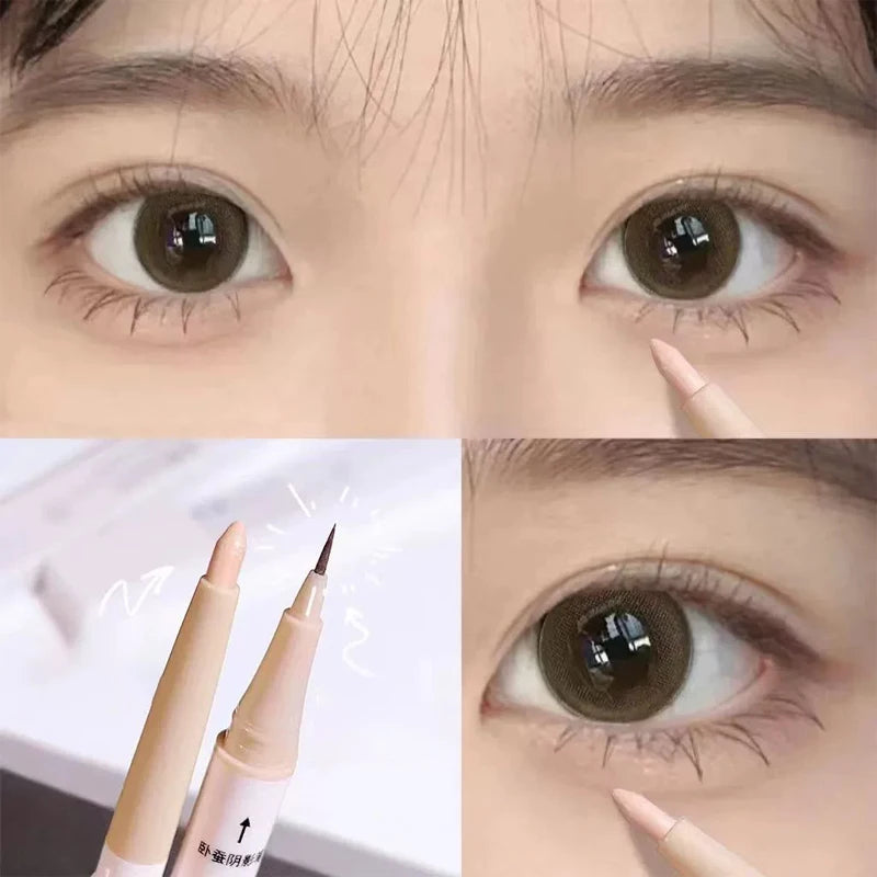 Ultra-fine Double Ended Eyeliner Pencil Matte Highlighter Eyeshadow Makeup Stick Sparkling Liquid Shadow Brighten Silkworm Pen Zpaxo