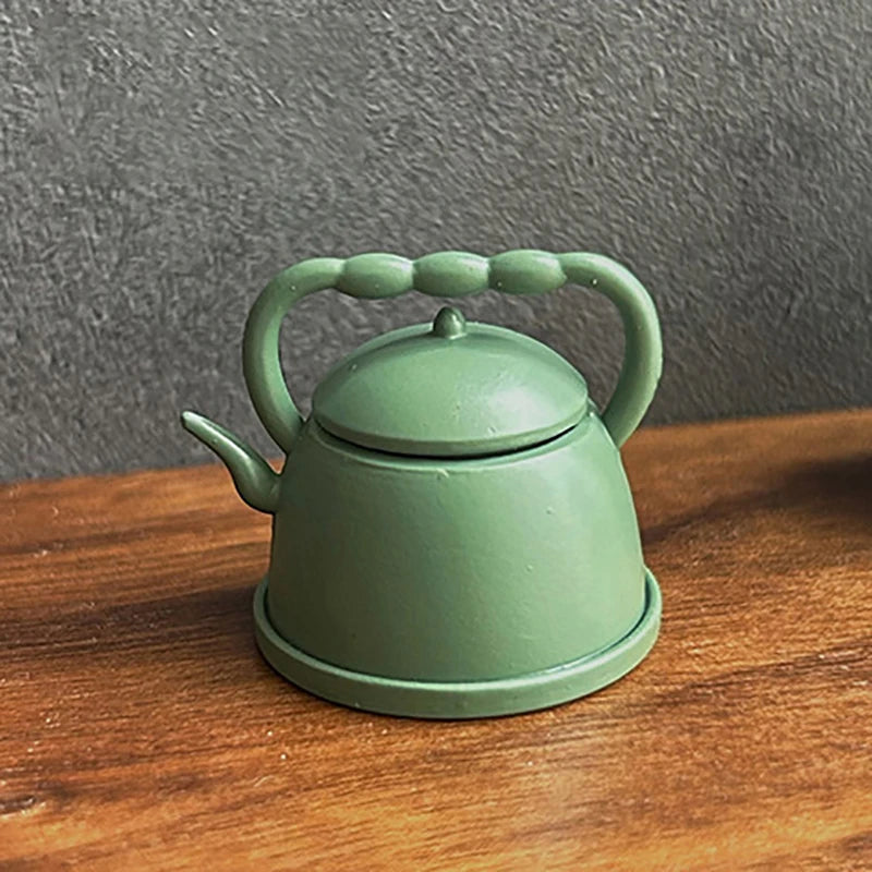 ▶1PCS 1:12 Miniature Teapot Tea Kettle Dollhouse Kitchen Food Accessories Dolls House Kitchen Furniture Teapot Zpaxo F