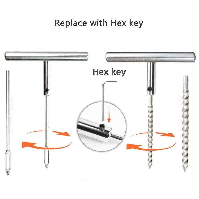 Tyre Repair Tool T Handle Plug Tire Replacement Needles Efficient Zpaxo