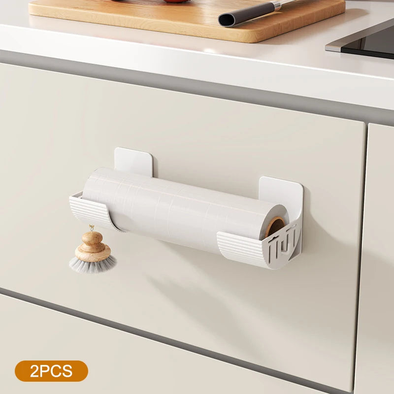 A2pcs No-drill Kitchen Storage Rack Multi-functional Fresh Film Zpaxo A