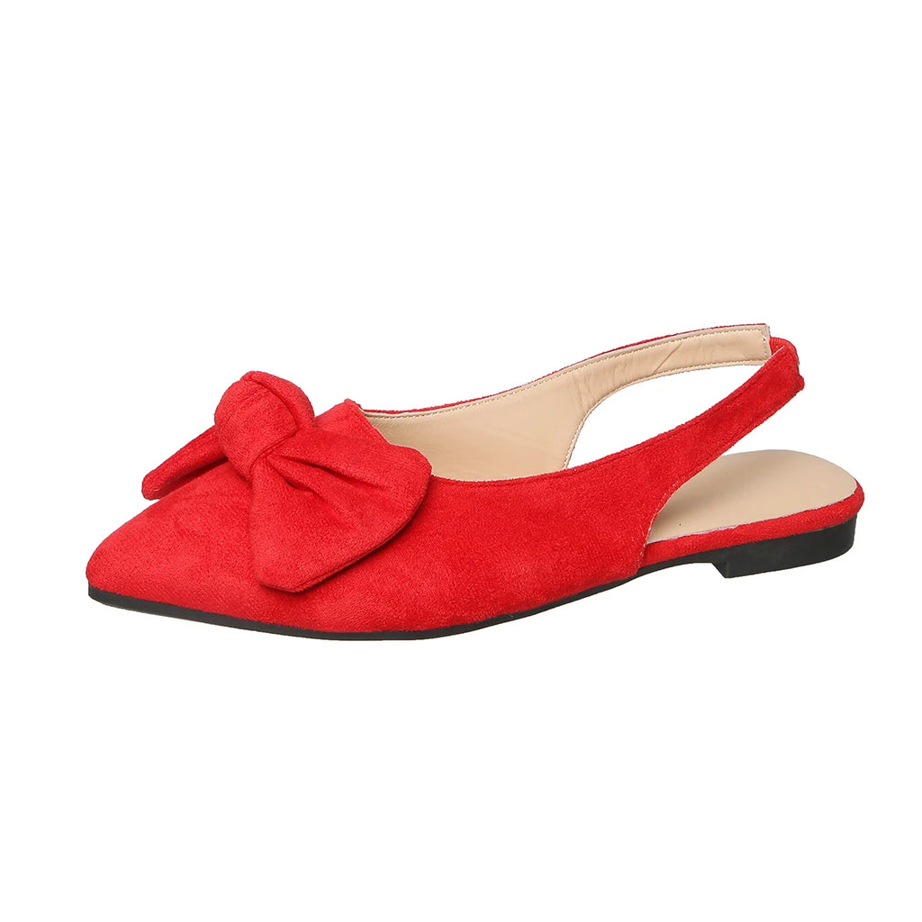 Women Shoes 2025 Flats Spring New Butterfly Knot Women Sling Backs Shoes Luxury Sexy Dress Thin Heel Pointed Toe Ladies Sandals Zpaxo Red 40