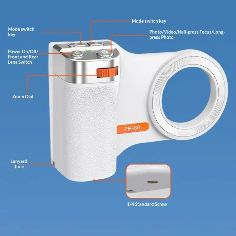 Magnetic Phone Grip with Bluetooth Remote Shutter & Stabilizer