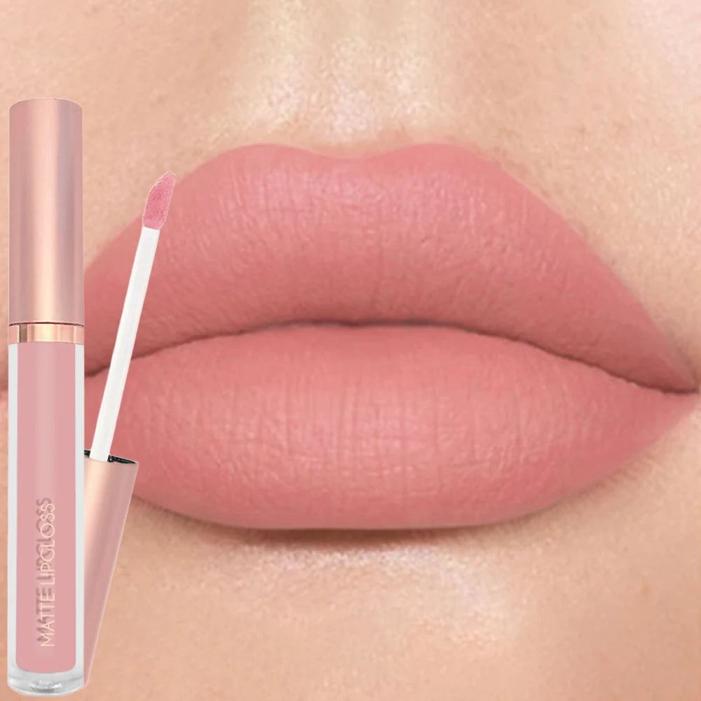Punk Dark Plum 24H Waterproof Matte Velvet Lipgloss Makeup Long-Lasting Non-stick Cup Lip Glaze Nude Liquid Lipstick Cosmetics Zpaxo
