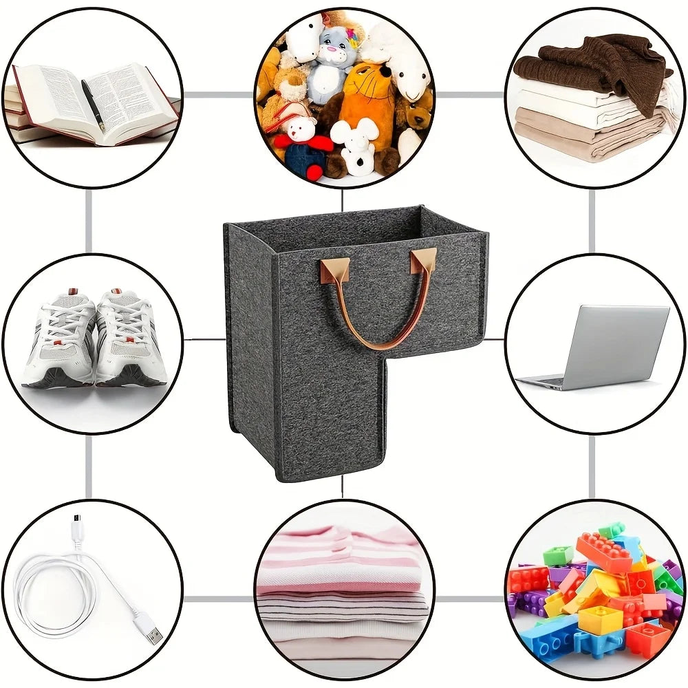 Felt L-Shape Stair Storage Basket with PU Handles | Organizer Felt Storage Basket Zpaxo
