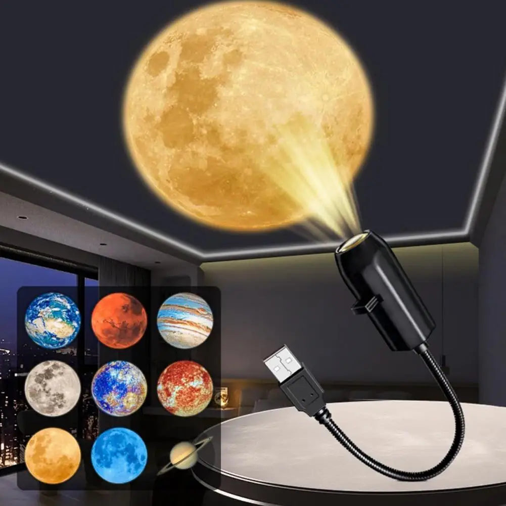 USB LED Star Moon Projector Lamp Rotating Planet Night Light Romantic Bedroom Decor Gift for Kids Adults Zpaxo