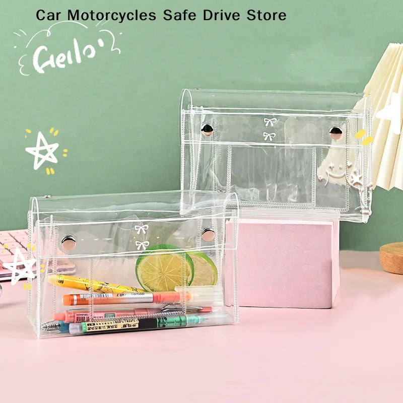 CMCute Bow 4-Layer PVC Transparent Makeup Bag Travel Toiletry