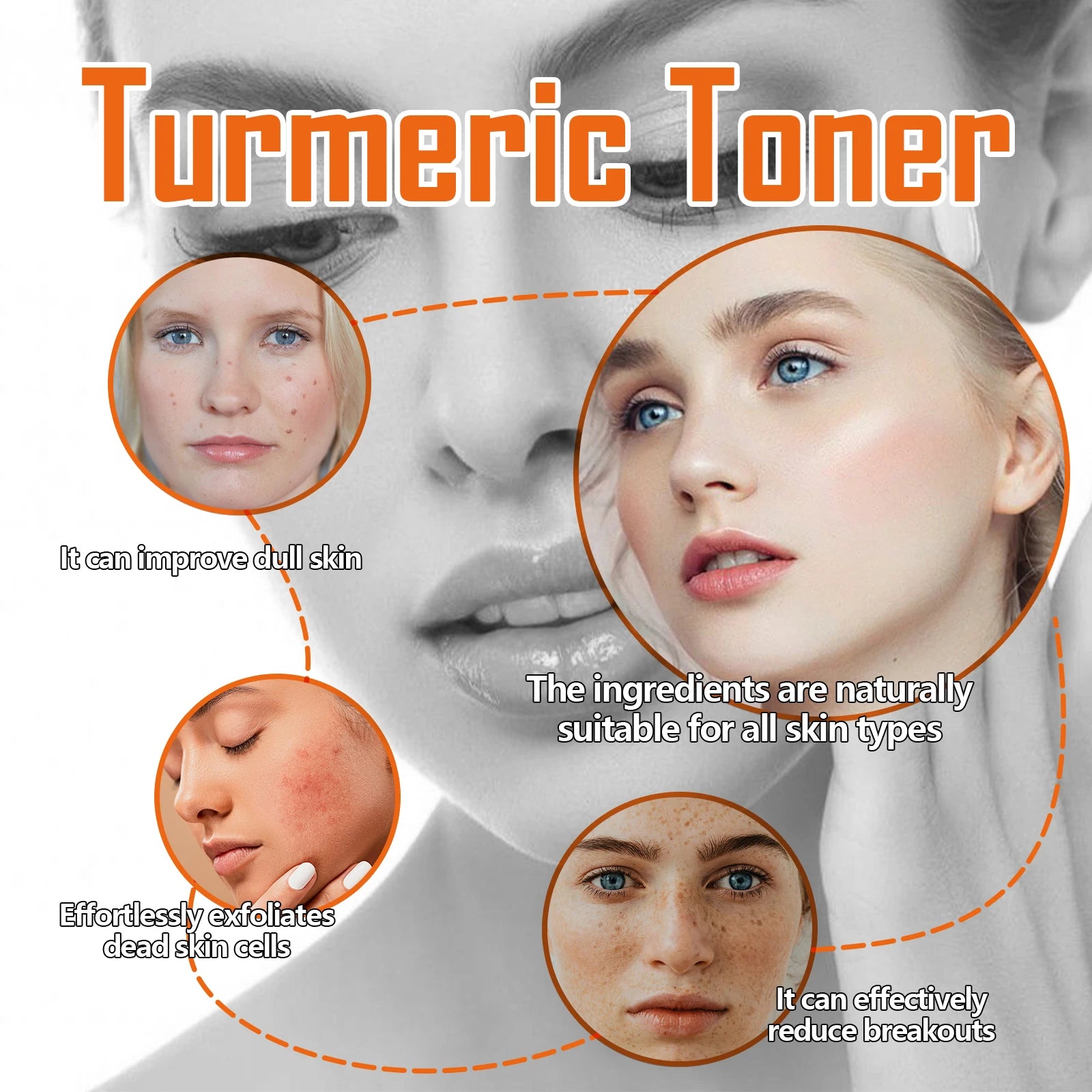 Turmeric Toner Dark Spots Removal Brightening Spots Corrector Remove Freckle Fade Melasma Moisturizing Turmeric Face Toner Zpaxo