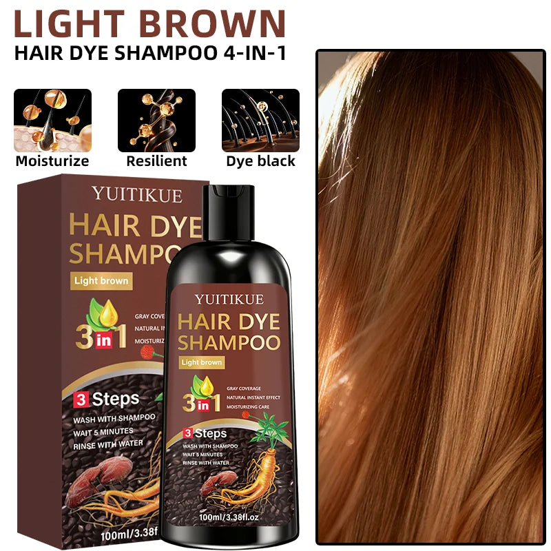 YUITIKUE 3-in-1 Light Brown Hair Dye Shampoo – Cover Gray Hair Hair Dye Shampoo Zpaxo