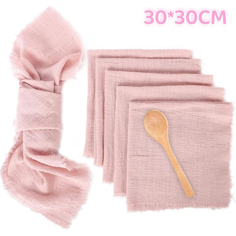 Napkins Linen Pink Cloth Dinner 30x30cm Cotton Parties Weddings