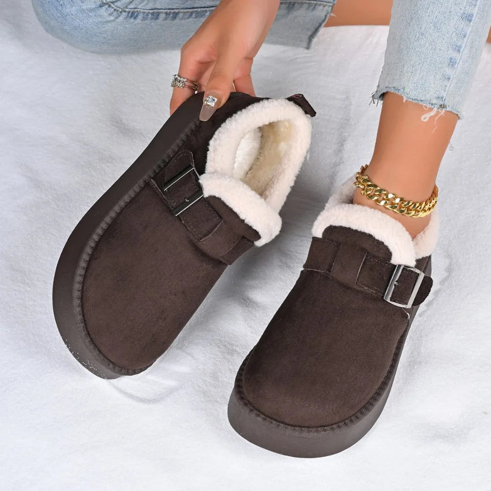2026 Winter Fleece Lined Soft Bottom Retro Slip Bean Anti Warm Cotton