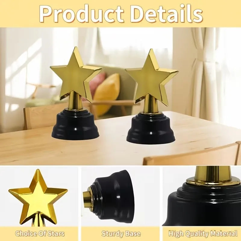 Star Trophy Awards Gold Five-pointed Trophies Large Base Students