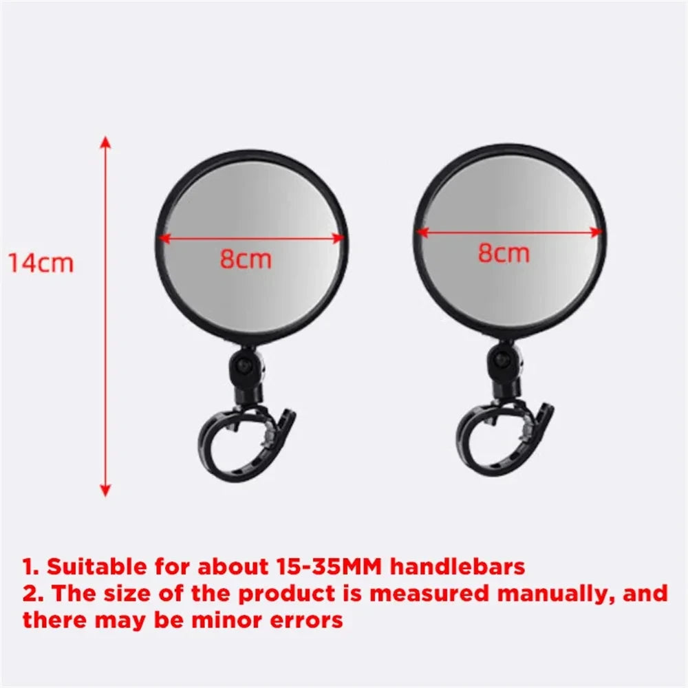 Universal Adjustable Bicycle Rearview Mirror Wide Angle 360° Rotate Handlebar Mount Mirror for MTB Road Bike Cycling Accessories Zpaxo Round style pair