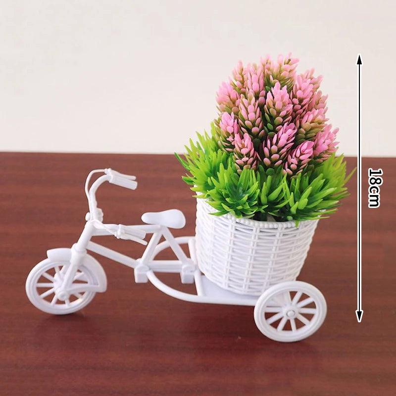 MRattan Flower Basket Vase Tricycle Bicycle Model Home Garden Wedding Zpaxo A17