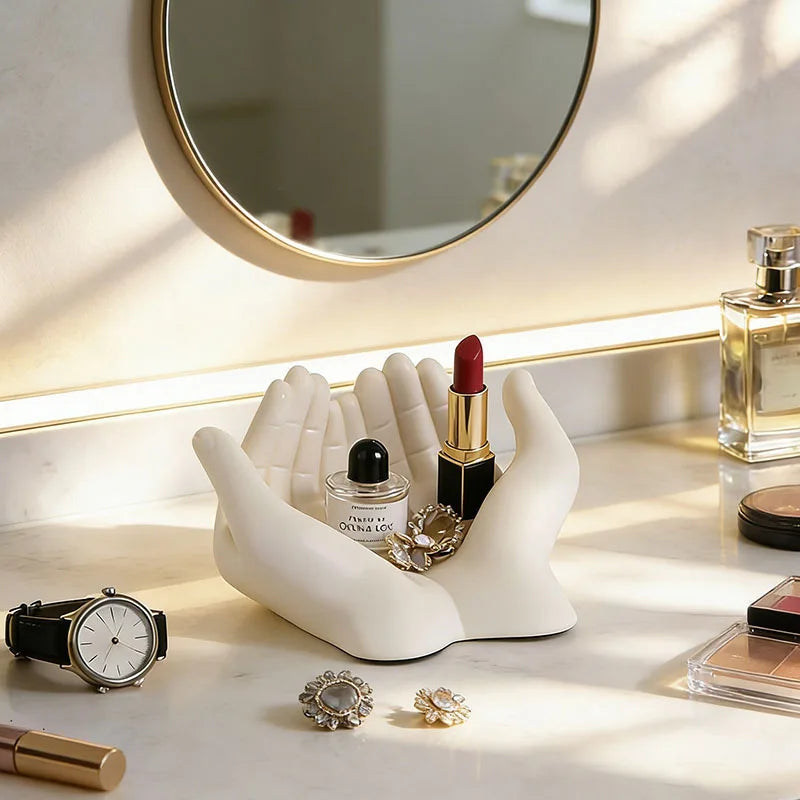 Palm Storage Box – Lipstick, Perfume & Key Organizer for Dresser Tabletop Storage Organizer Zpaxo