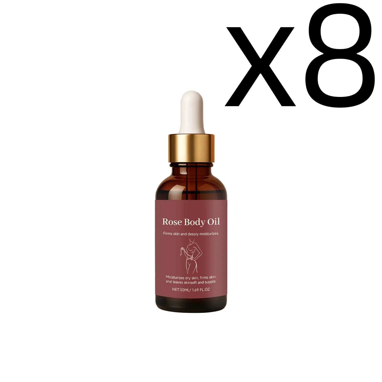 Rose Body Essential Oil Serum – Nourishing & Moisturizing 50ml Body Oil Serum Zpaxo 50ml X 8PCS