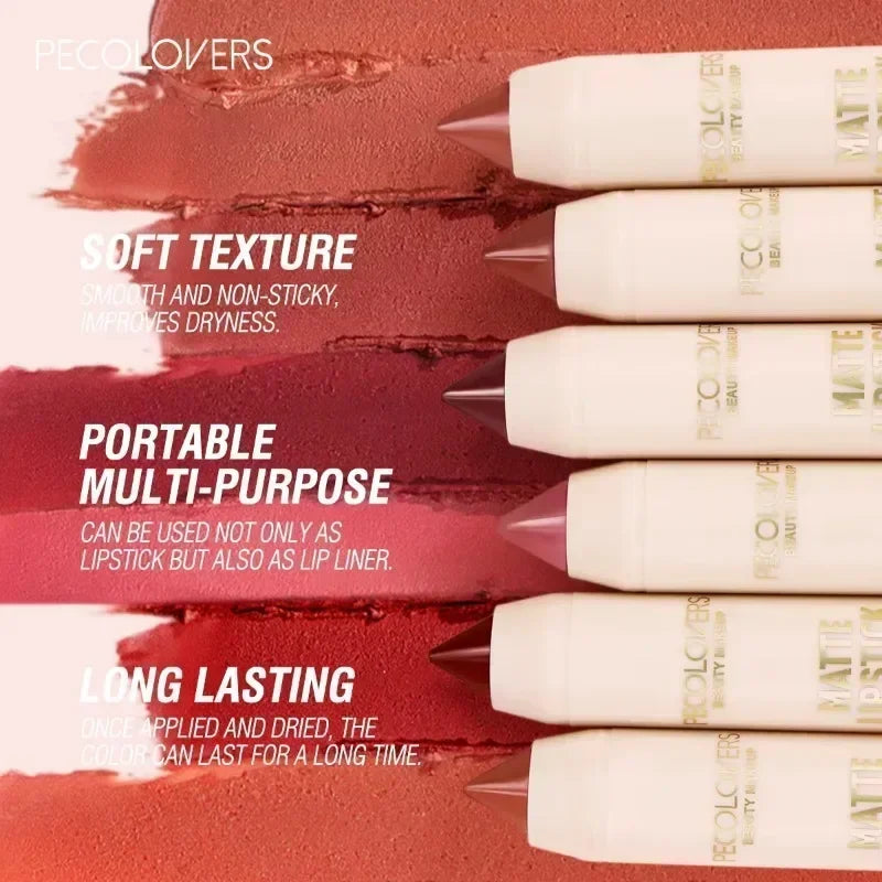 1PC Matte Lipstick Pen - Red Brown Contour Tint, Waterproof and Long-Lasting, Lipliner for All Skin Types, Charming Makeup Zpaxo